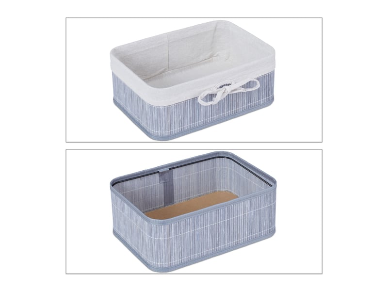  Lot de 3 paniers de rangement polyvalents salle de bain salon 12 x 32 x 23 cm en bambou naturel 13_0011470  - Conforama C