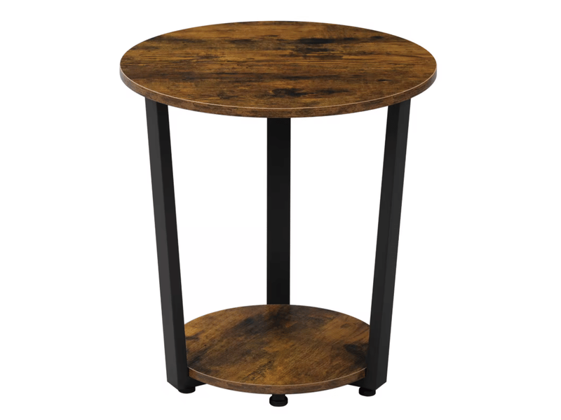 Table d'appoint ronde 50x50x53 cm avec 2 niveaux métal bois marron - Conforama A