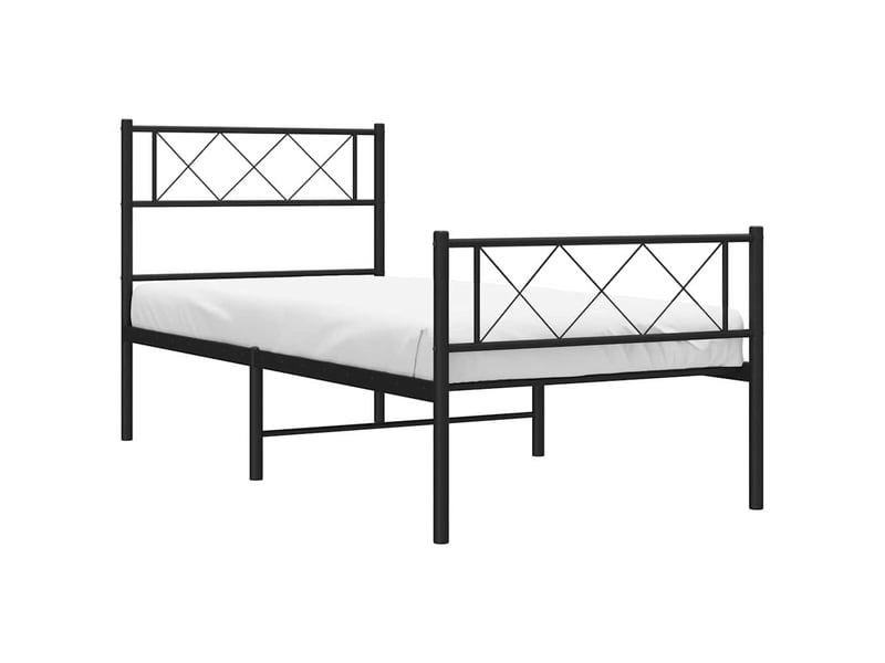  Lit simple- lit adulte -  cadre de lit métal sans matelas et pied de lit noir 100x200 cm  - Conforama C