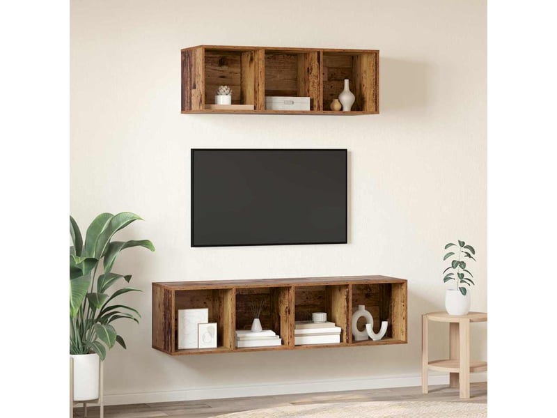  Ensemble meuble tv - banc tv - meuble de rangement 2 pcs bois ancien bois d'ingénierie  - Conforama D