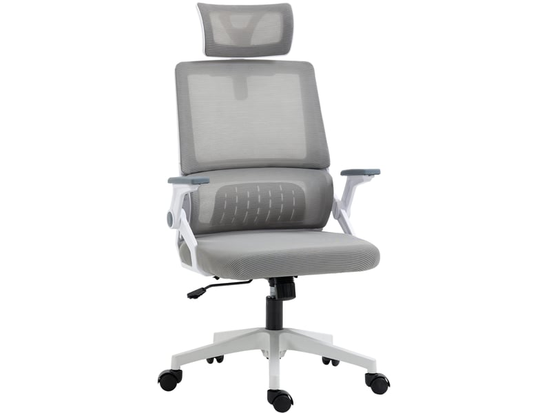  Chaise de bureau ergonomique 58x61x102-119 cm appui-tête réglable maille gris  - Conforama A