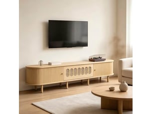 Meuble tv coloris bois clair 180 cm <strong>ELVMI</strong>  <strong></strong>