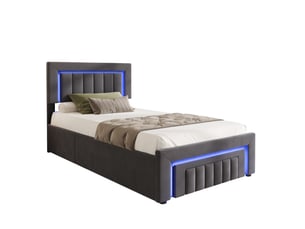Lit coffre 90x190 cm ULQENI   coloris gris