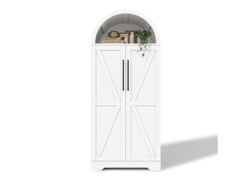  Buffet haut cuisine, meuble de rangement avec 2 portes, armoire de rangement, étagères réglables, blanc  - Conforama A