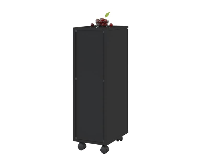  Meuble poubelle mobile 1 porte 24,2x35x80,3 cm en mdf noir brillant  - Conforama E