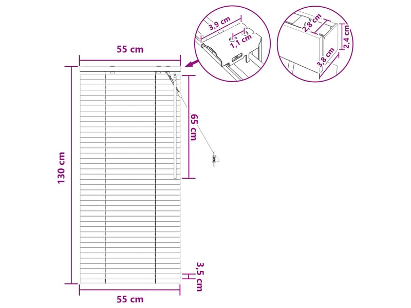  Store vénitien, store de fenêtre aspect chêne 55 x 130 cm 35 mm cf47652  - Conforama E