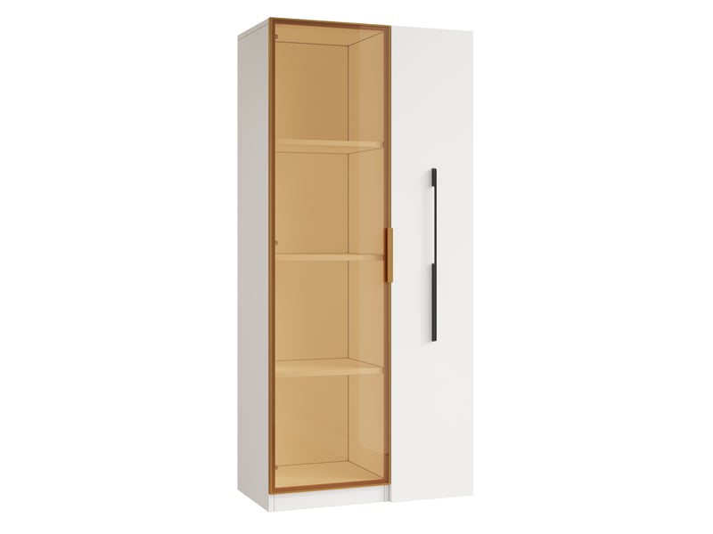  Vitrine de rangement 70 x 40 x 160 cm – blanche – portes en verre, led et module coulissant latéral  - Conforama D