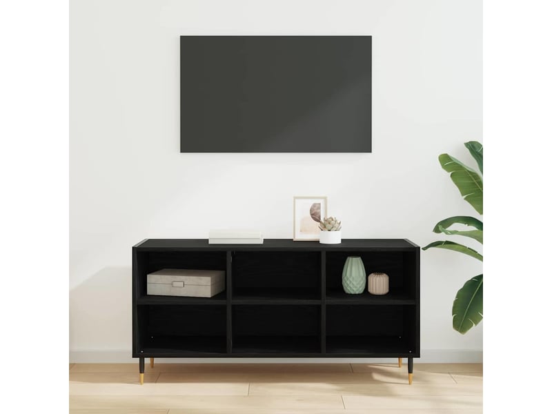  Meuble tv - banc tv - meuble de rangement 103,5 x 30 x 50 cm chêne noir bois d'ingénierie  - Conforama D