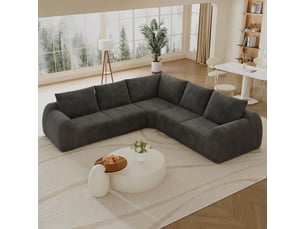 Canapé d'angle gris foncé 267 cm en tissu chenille sans armature pour salon