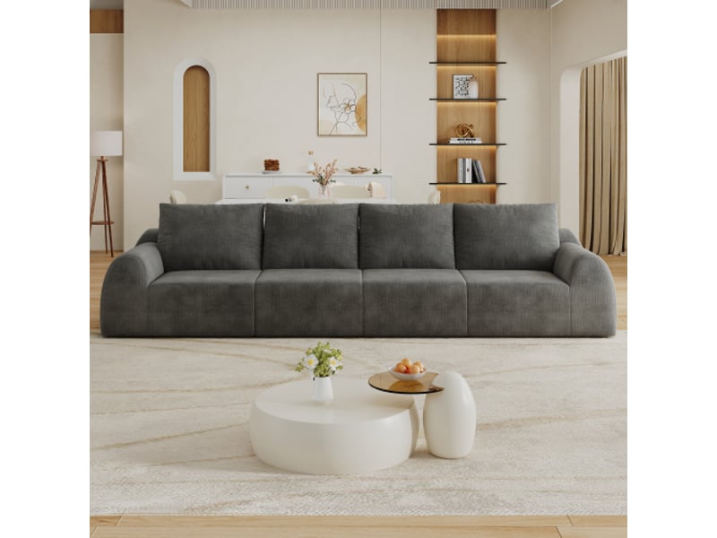  Canapé 324 cm en mousse compressée - sans montage - gris foncé - salon, chambre, appartement  - Conforama D
