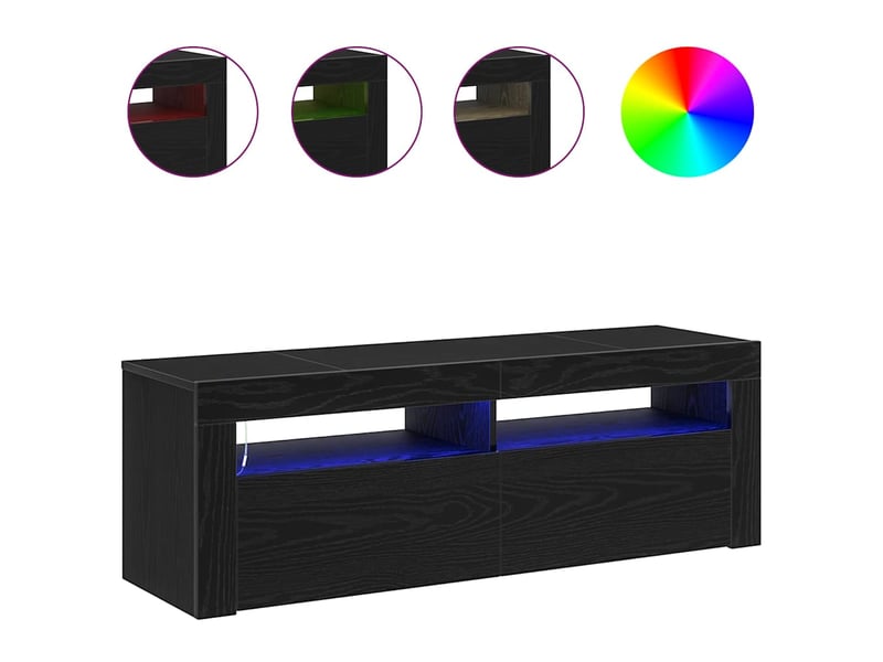 Meuble tv - banc tv - meuble de rangement 120 x 35 x 40 cm chêne noir bois d'ingénierie - Conforama D