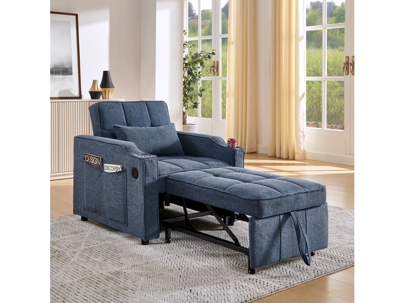  Fauteuil convertible 1 place avec couchage 190 cm et ports usb evryae  - Conforama B