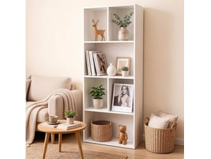 Bibliotheque coloris blanc 4 étagère(s) <strong>FLORAGRACE</strong> <strong></strong> - 29.2 cm x 118 cm