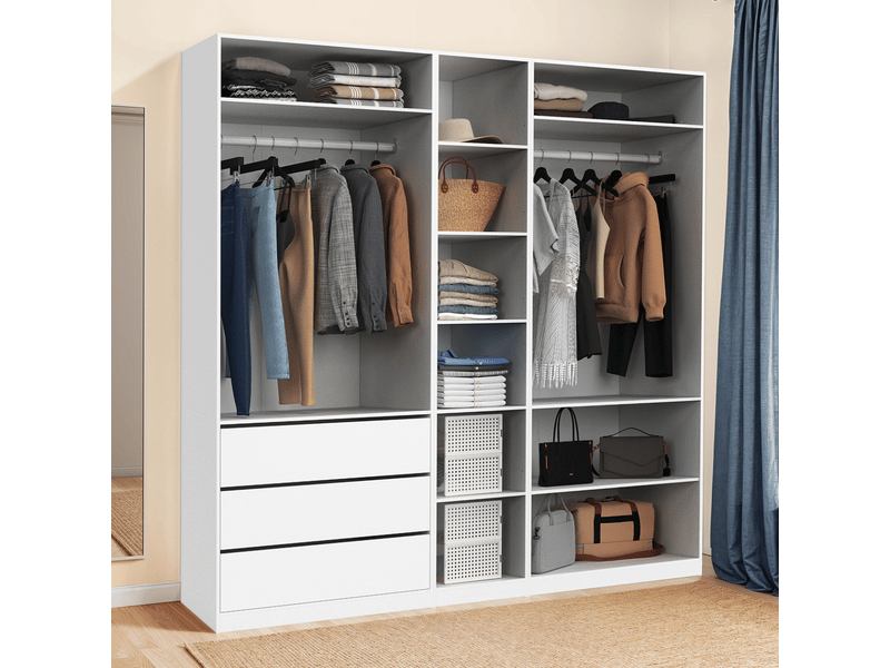 Dressing modulable taylor 200 x 55 x 200 cm 3 modules avec penderies + étagères + tiroirs blanc - Conforama B