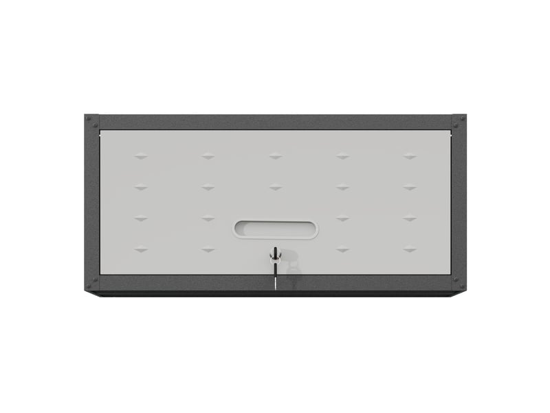 Armoire à outils murale 75 x 30 x 34,5 cm noire et grise en acier, porte relevable avec serrure - Conforama D