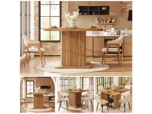 Table carrée effet bois foncé avec rangement intégré, 80 × 80 cm