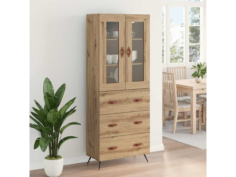 Buffet - bahut - meuble de rangement avec étagère 2 pc chêne artisanal 69,5 x 34 x 180 cm - Conforama D