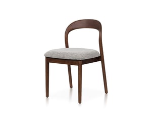 Chaise elena en bois d'hévéa et tissu chiné rembourré brun