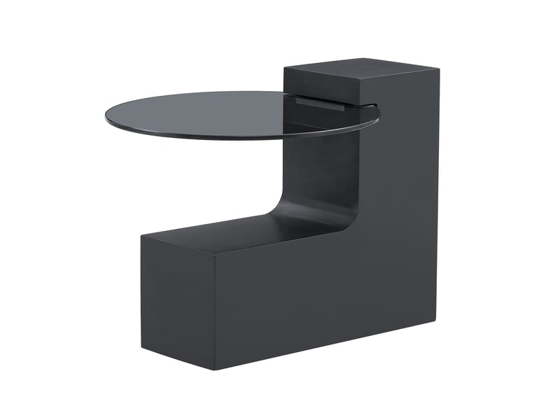 Table basse ronde ensemble mdf effet marbre blanc et verre gris diamètre 61 cm - Conforama W