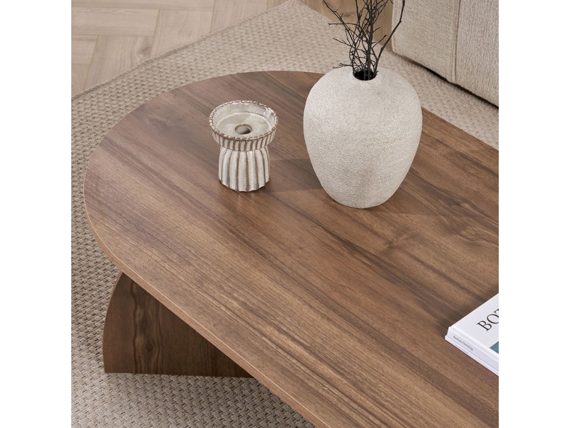  Table de salon moderne en bois 120x60 melina - noyer  - Conforama D