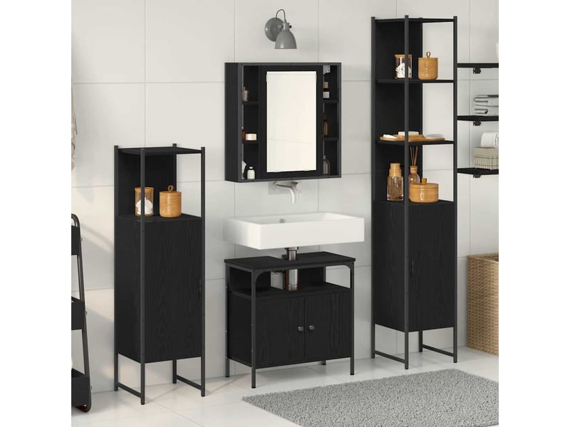 Ensemble de mobilier de salle de bain 4 pc chêne noir cf64512 - Conforama B