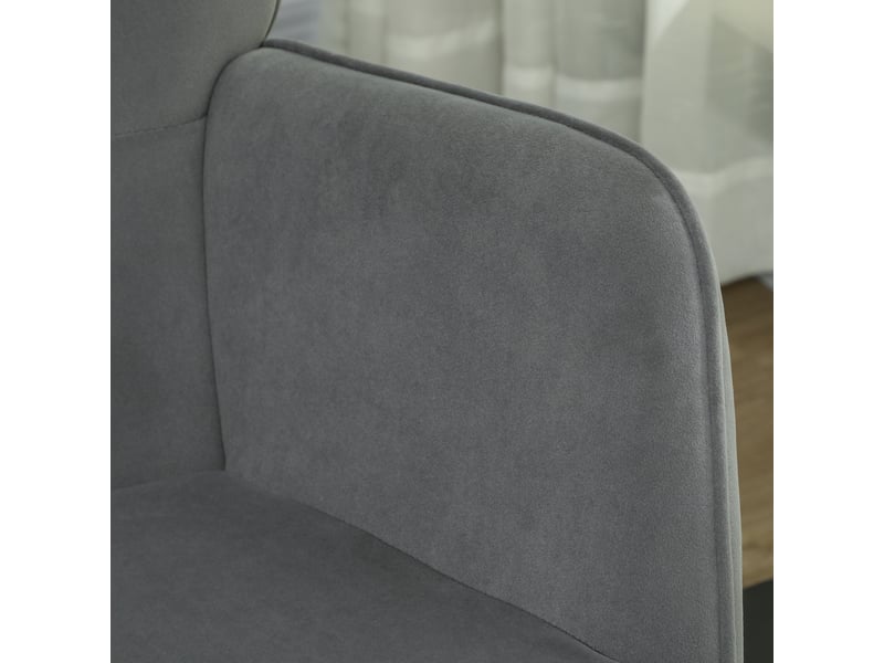  Fauteuil à bascule gris foncé, fauteuil d'allaitement confortable avec accoudoirs, revêtement velours, base en bois, 71x98x101 cm  - Conforama E