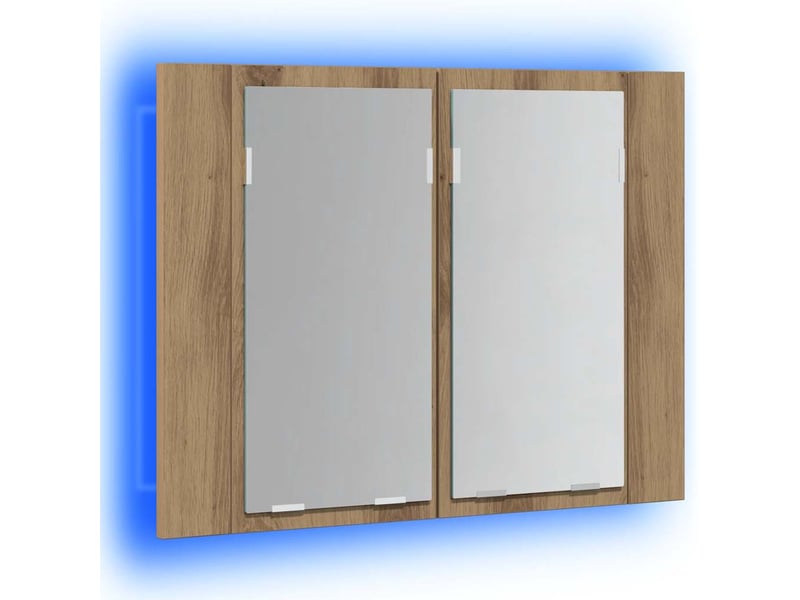  Armoire à miroir led chêne artisanal 60x12x45cm bois ingénierie  - Conforama D