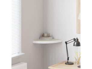 Étagère d'angle flottante, étagère murale chêne et blanc 35x35x3,8 cm mdf cf41390