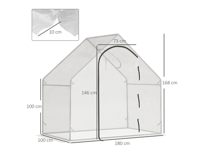  Serre de jardin 180 x 100 x 168 cm – blanche – porte enroulable, fenêtre haute et ancrages inclus  - Conforama C