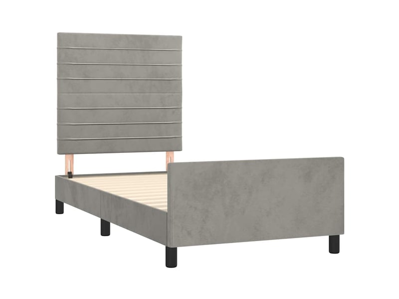  Lit simple- lit adulte -  cadre de lit sans matelas gris clair 100x200 cm velours  - Conforama C