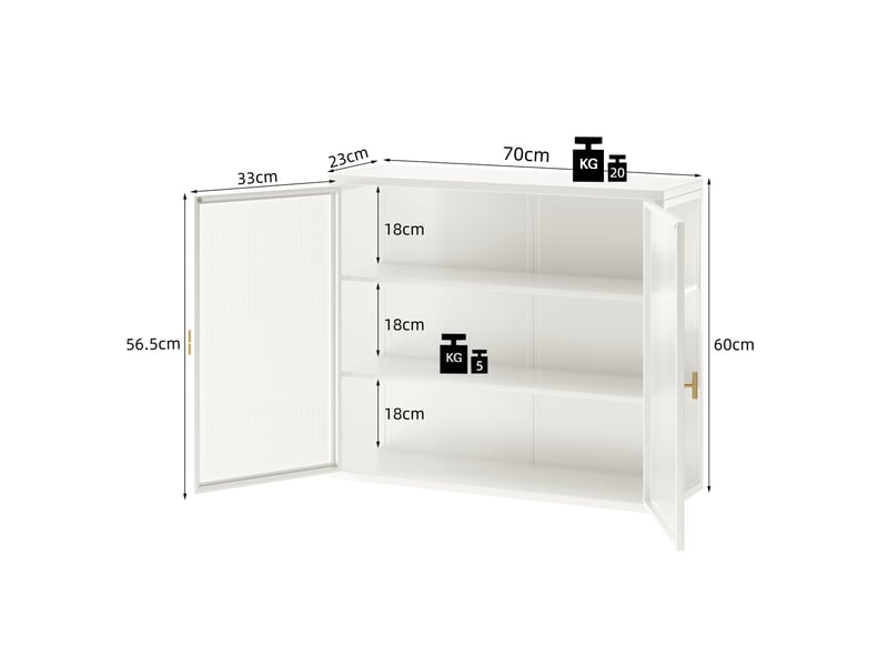  Meuble mural 2 portes en métal et verre trempé 70 x 23 x 60 cm W2552P481268 - Conforama C