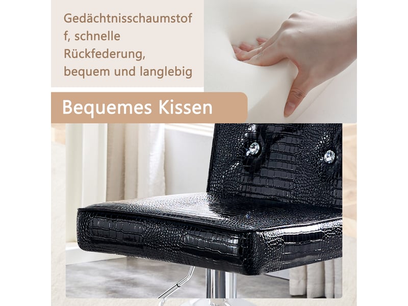 Lot de 2 tabourets de bar noirs réglables, simili cuir effet crocodile, assise 64–87 cm - Conforama D