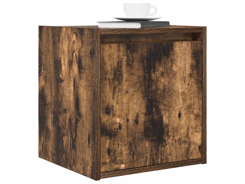  Table de chevet - cabinet de chevet - table de nuit murale chêne fumé 38x34x40 cm  - Conforama C