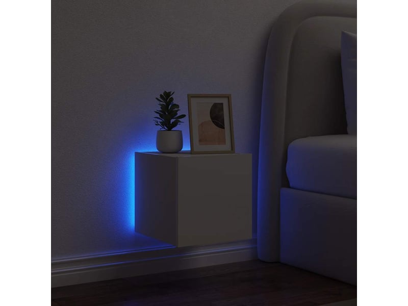  Meuble tv - banc tv - meuble de rangement mural avec lumières led blanc 30,5x35x30 cm  - Conforama D