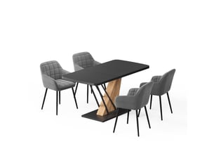Vicco ensemble de table à manger, noirchêne de force doré, 120x80cm avec 4 chaises de salle à manger