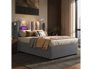 Lit avec rangement 90x200 cm <strong>MODENVIE</strong>  <strong></strong> coloris gris