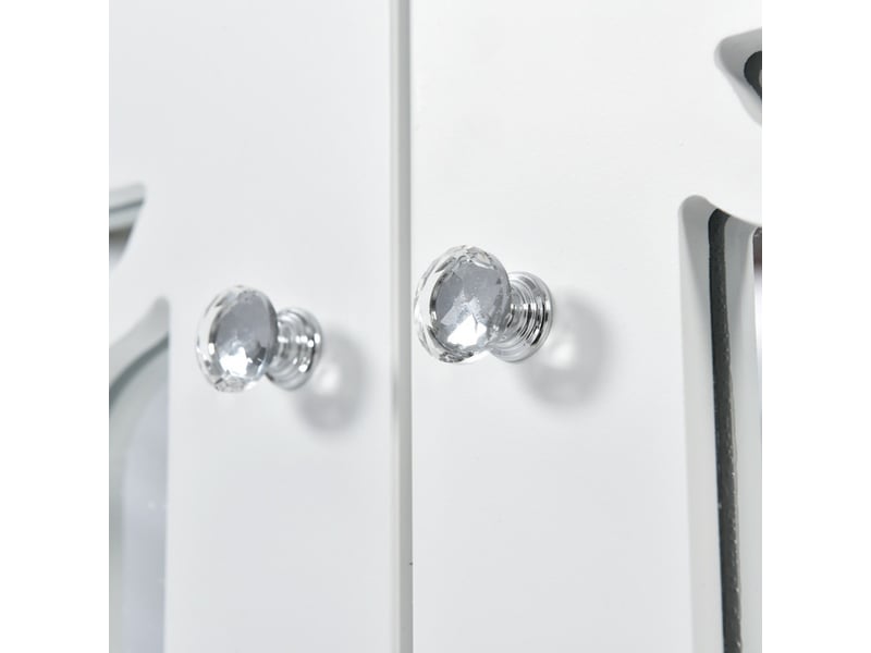 Buffet, armoire de cuisine, meuble de rangement avec poignées en cristal, 4 portes et stratifié amovible, 160 x 40 x 84 cm, blanc - Conforama E