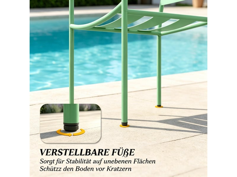 Salon de jardin bistrot,3 pièces avec table en verre trempé,acier,vert  - Conforama E