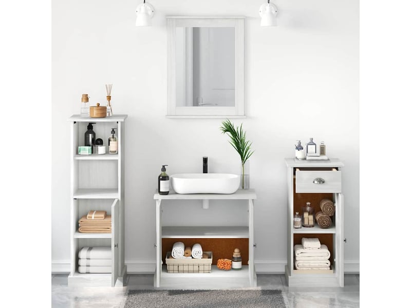  Ensemble de mobilier de salle de bain 4 pièces blanc antique cf64535  - Conforama D
