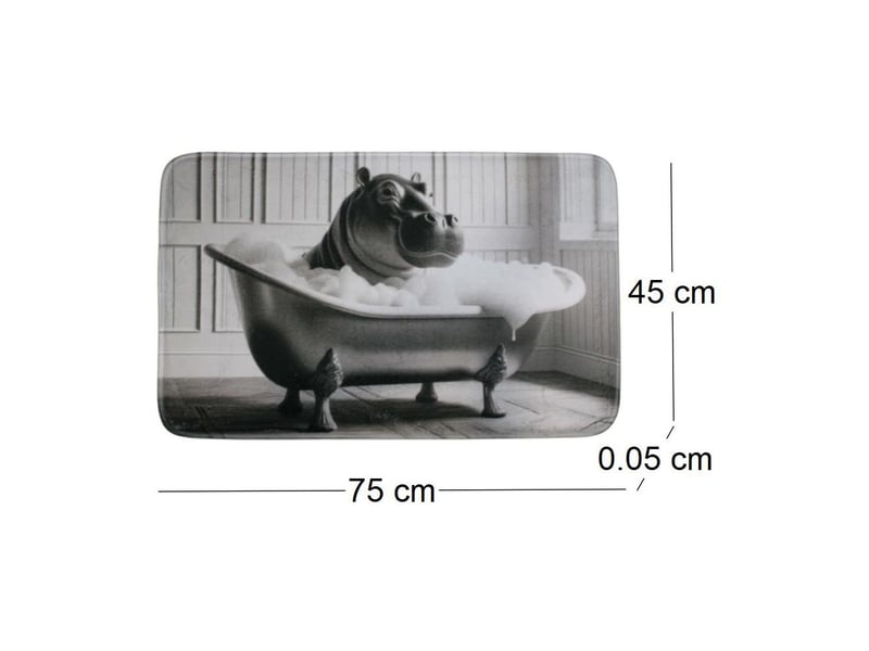  Tapis de bain en polyester animal 45 x 75 cm hippo  - Conforama E