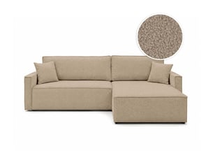 Canapé d'angle réversible convertible LOUNGITUDE FARAH 5 places Tissu bouclette Taupe