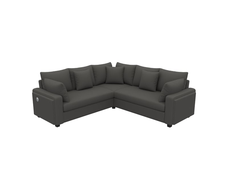 Canapé d'angle l avec éclairage led d'ambiance, port usb, en velours côtelé doux, coussins assortis inclus, design moderne, gris evarich - Conforama A