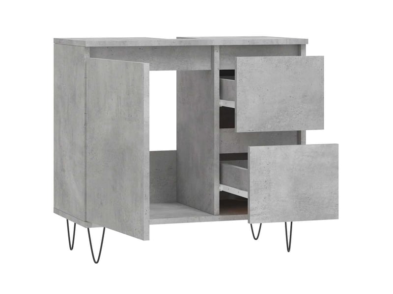  Armoire de salle de bain, meuble de rangement gris béton 65x33x60 cm shl3209  - Conforama D