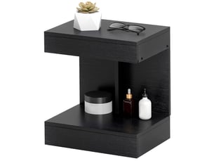 Table de chevet, table d'appoint avec tiroir et compartiment de rangement, console moderne avec étagère pour différentes pièces, noire