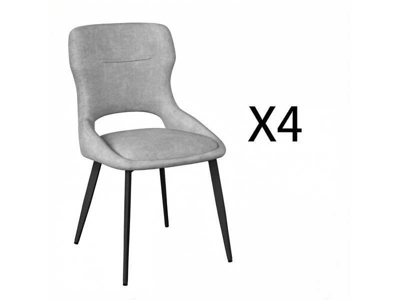  Chaise de salle à manger 48x45x86cm lot de 4, gris, métal, accoudoirs, dossier enveloppant  - Conforama A