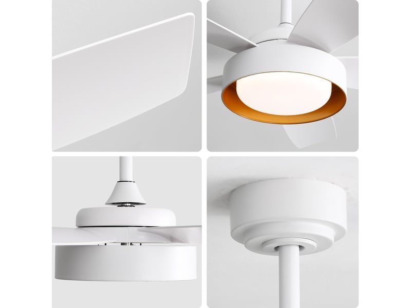  Ventilateur de plafond 42 pouces avec lumière led dimmable 22w, moteur dc réversible, télécommande, en abs, blanc  - Conforama E