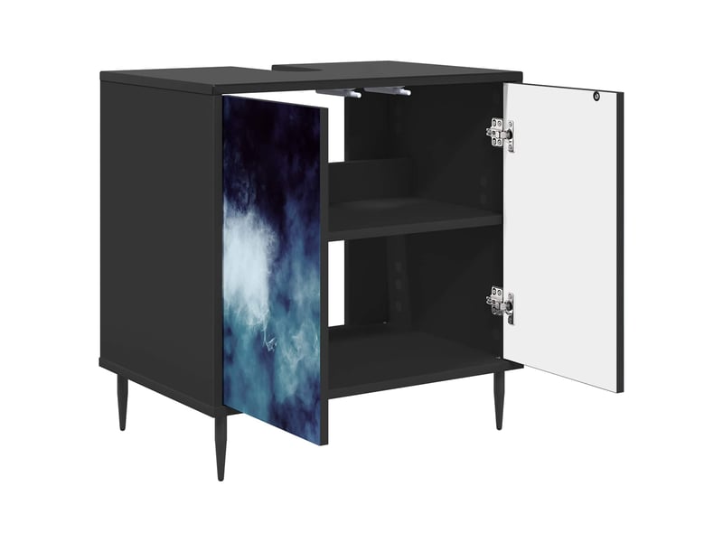  Armoire de salle de bain, meuble de rangement raalte chêne noir 60x40x61 cm  - Conforama E