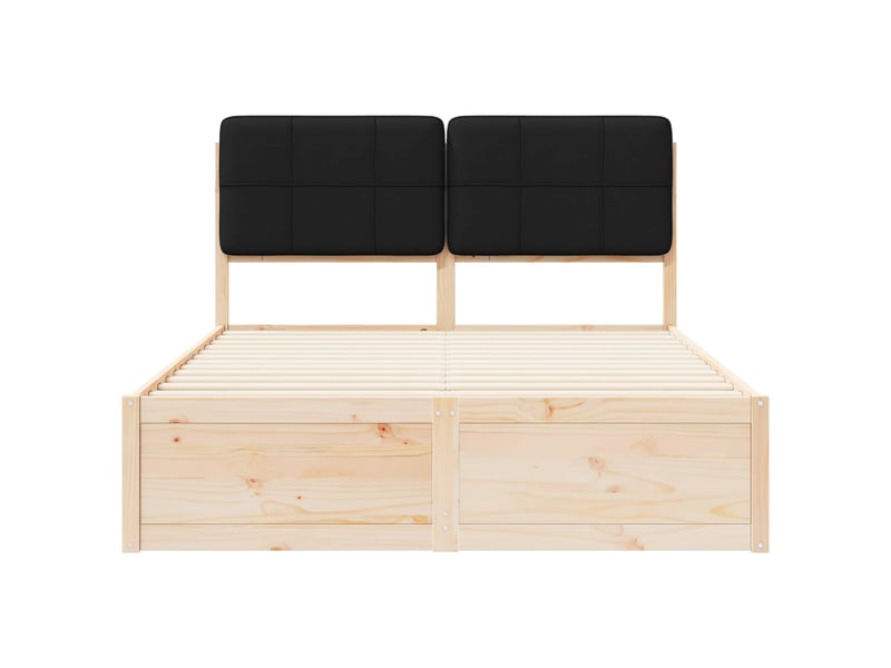  Lit double- lit adulte -  cadre de lit avec tête de lit rembourrée noir 150 x 200 cm  - Conforama D