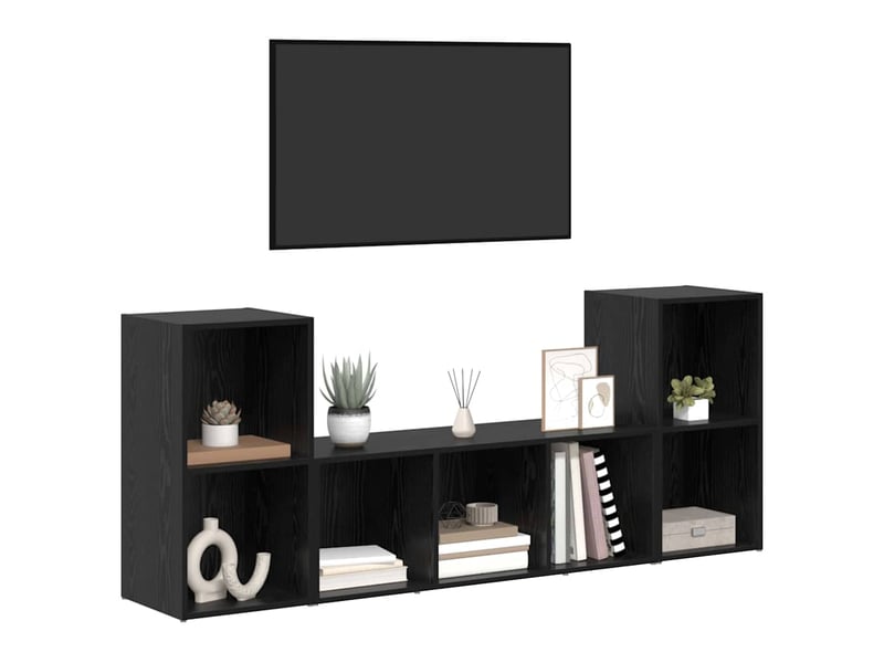  Ensemble meuble tv - banc tv - meuble de rangement 3 pcs noir bois d'ingénierie  - Conforama C