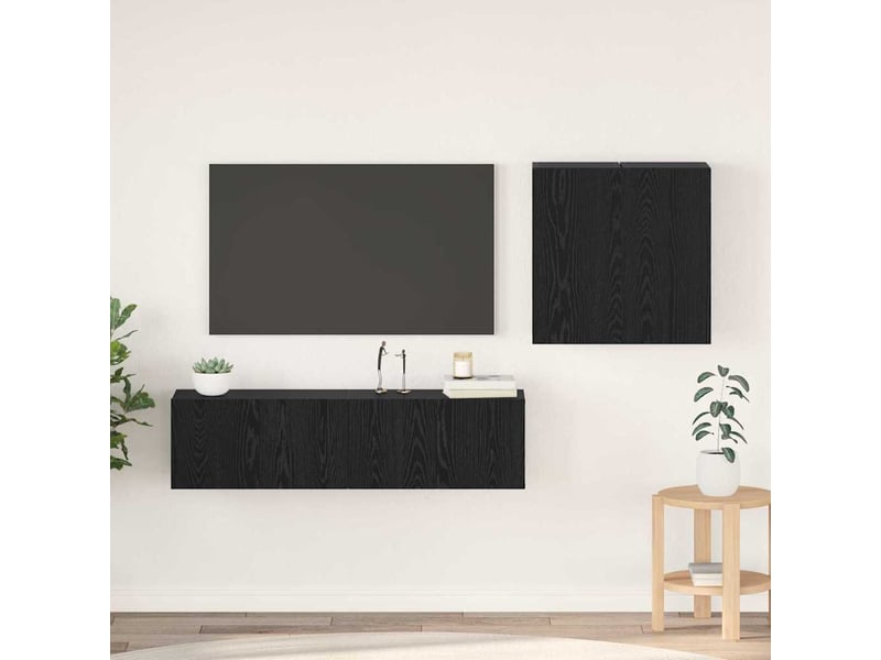  Ensemble meuble tv - banc tv - meuble de rangement 4 pcs chêne noir bois d'ingénierie  - Conforama B